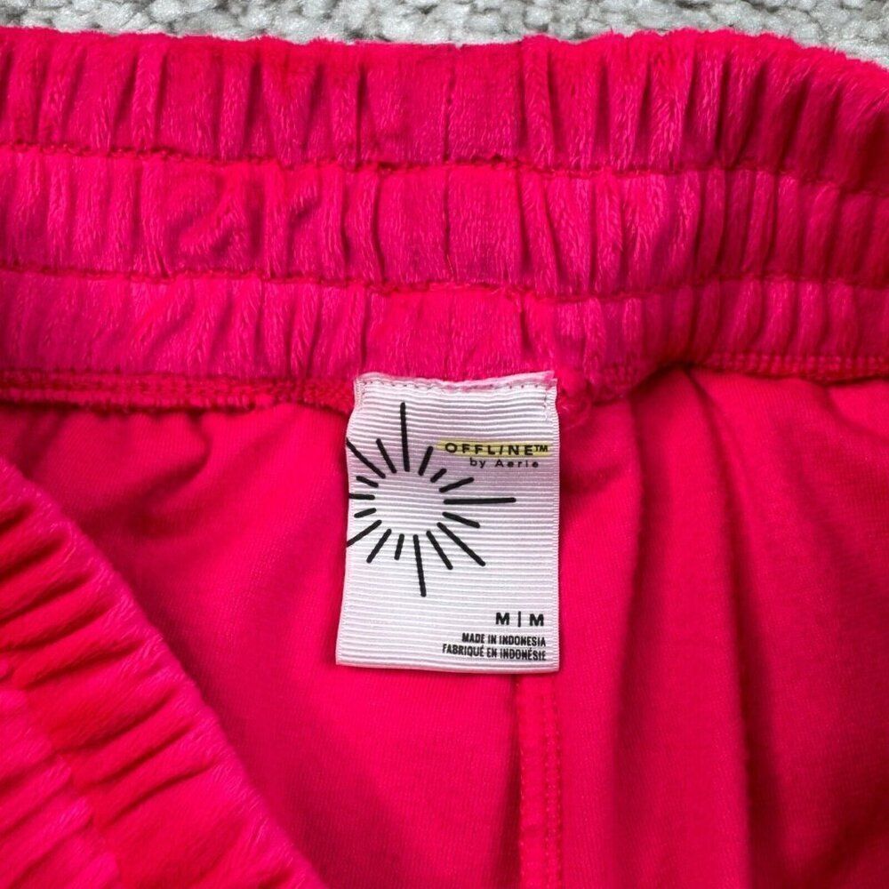 Aerie Bright Lights Velour High Waisted Wide Leg Pants Rose Pink - Picture 3 of 10